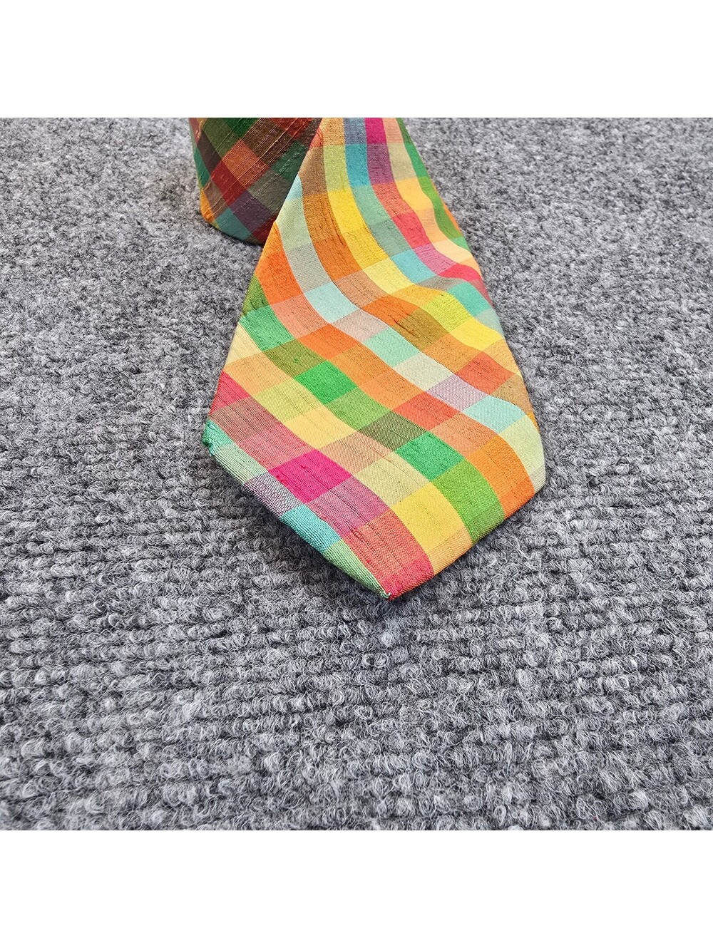 J. Press Madras Plaid Necktie Multicolor Preppy Ivy Style 3.25 in - Picture 2 of 4